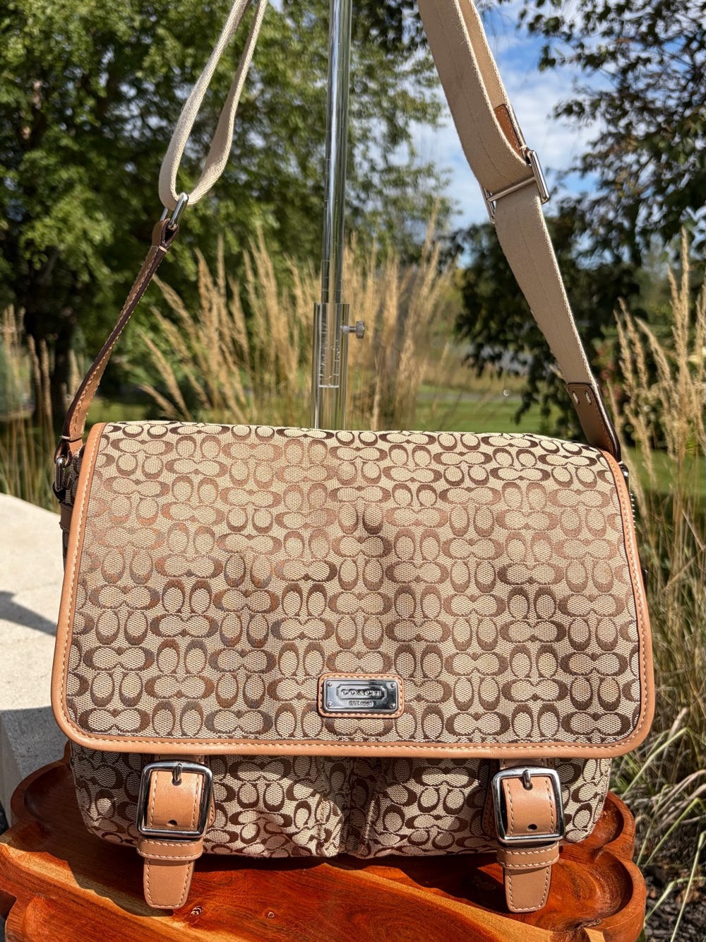 Coach Signature Jacquard Small Messenger Crossbody Bag F70283 - Picture 17 of 17
